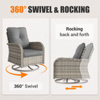 Patio Swivel Rocking Chair Set with Fire Pit Lootquake LLC