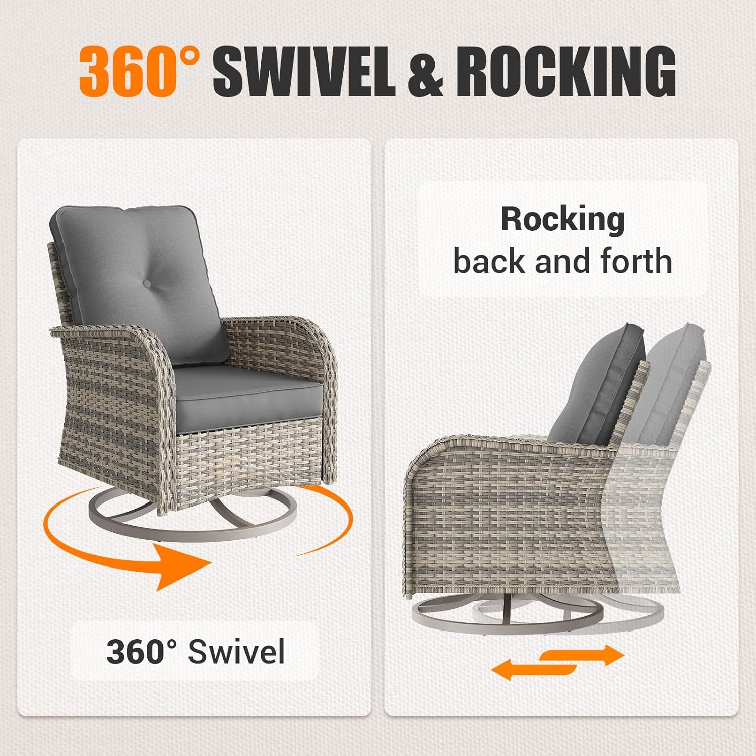 Patio Swivel Rocking Chair Set with Fire Pit Lootquake LLC