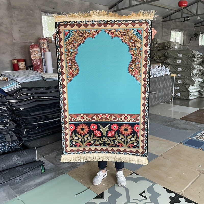 1pc Luxury Muslim Prayer Mat, Non-Slip Printed Islamic Kabah, Soft Worship Cushion, Meditation Rug, Pilgrimage Blanket, Islamic Prayer Carpet, Ideal Islamic Gift Lootquake LLC