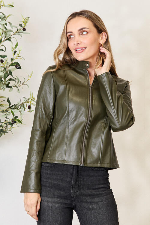 Women Classic Neck Zip-Up Jacket For Everyday Wear Elegant Girls Jacket Stevvex