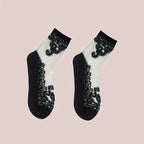 5 Pairs Embroidered Mesh Socks, Thin & Comfy Mid Tube Socks, Women's Stockings & Hosiery Lootquake LLC