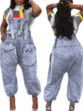 Wmstar Women's Jumpsuit Denim Cargo Pockets One Piece Outfits Wide Leg Black Fashion Streetwear Romper Wholesale Dropshipping Purplish Diva