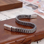 Men's Sterling Silver Fashion Distressed Key Bracelet Pi-Mart