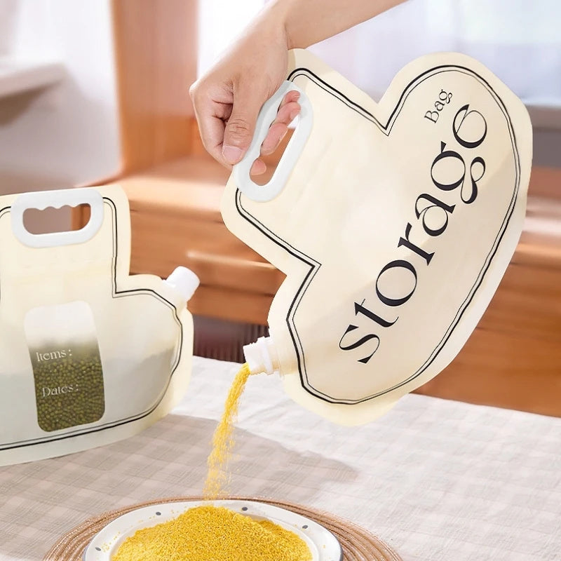 Grain Storage Bag Large Diameter Good Sealing Save Space Food Grade PE Material Rice Wheat Beans Household Kitchen Storage Tools Kitchen Gadgets Pi-Mart