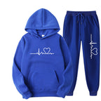 Men's And Women's Fleece-lined Sweater Suit Autumn And Winter Heart Figure Hoodie Lootquake LLC