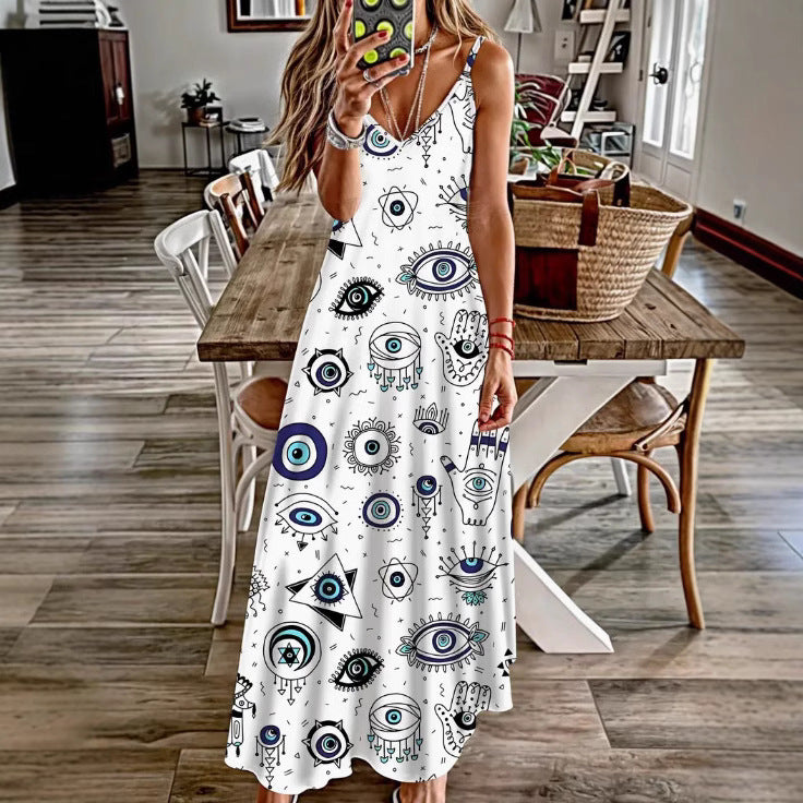 Spring And Summer Sling Women's Clothing Dress Digital Printing Lootquake LLC