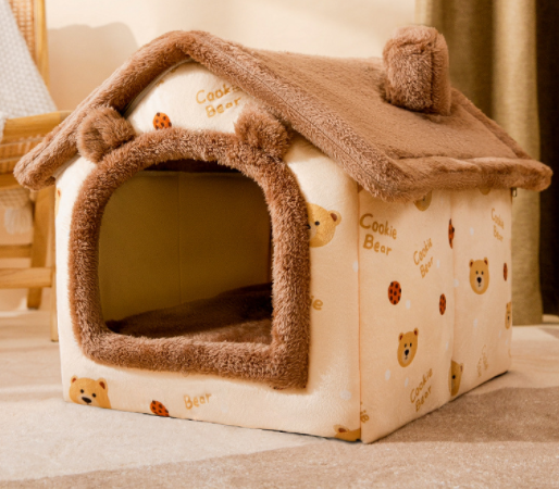 Foldable Dog House Pet Cat Bed Winter Dog Villa Sleep Kennel Removable Nest Warm Enclosed Cave Sofa Pets Supplies Pi-Mart