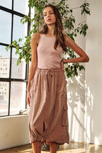 Drawstring Sleeveless Washed Dress For Women – Relaxed, Trendy, Comfortable, Perfect Dress for Casual Wear and Outdoor Adventures