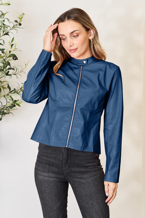 Women Classic Neck Zip-Up Jacket For Everyday Wear Elegant Girls Jacket Stevvex