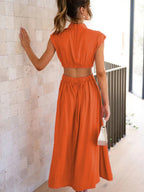 Modern Cutout Mock Neck Sleeveless Ruched Dress Elegant Dress For Women Stevvex