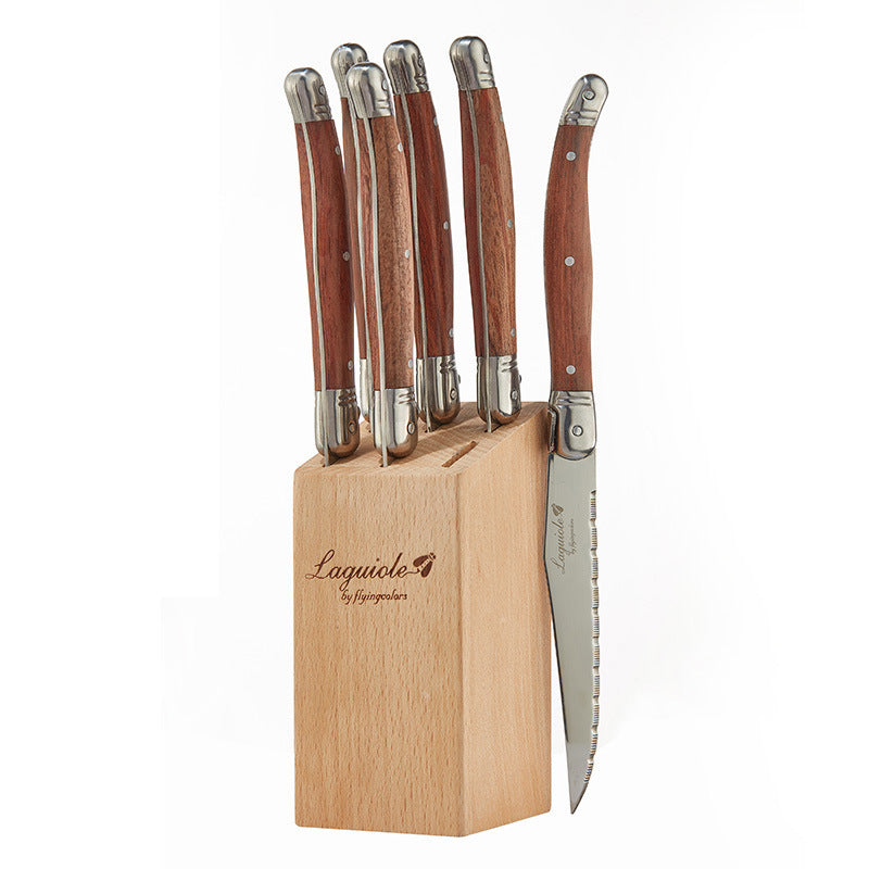 Stainless Steel Rosewood Wooden Handle Western Knife Steak Knife And Fork Set Pi-Mart