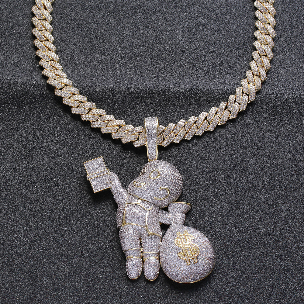 Two-color White Zirconium Necklace Bald Hand-held USD Pi-Mart