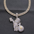 Two-color White Zirconium Necklace Bald Hand-held USD Pi-Mart