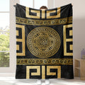 Glam Style Digital Print Flannel Throw Blanket – Hypoallergenic Woven Polyester Cover, All Seasons Multipurpose Bedding with Greek Key Design – No Embellishment, 200-250g Square Weight Lootquake LLC