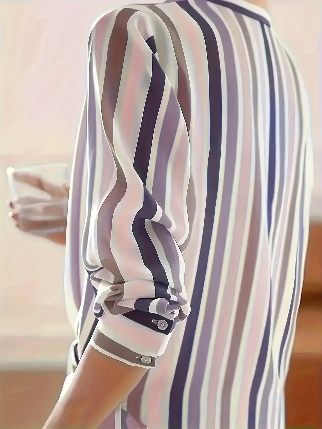 Ladies' Long-sleeved Striped Printed Versatile Casual Shirt - SJB-DIAMOND ELITES