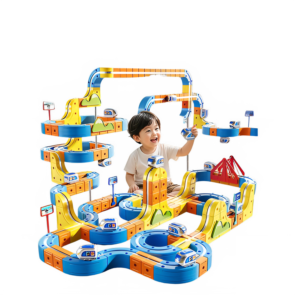 Hot Selling Magnetic Car Stem Racing Car Railtrack Set Montessori Motorized Train & Gravity Maze Toy Educational Gift For Kids Pi-Mart
