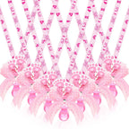XunYee 36 Pcs Baby Shower Necklace Gender Reveal Pacifier Necklaces Cute Feet Acrylic Baby Pacifiers Necklaces for Baby Shower Funny Pacifiers for Babies Party Favors(Pink)