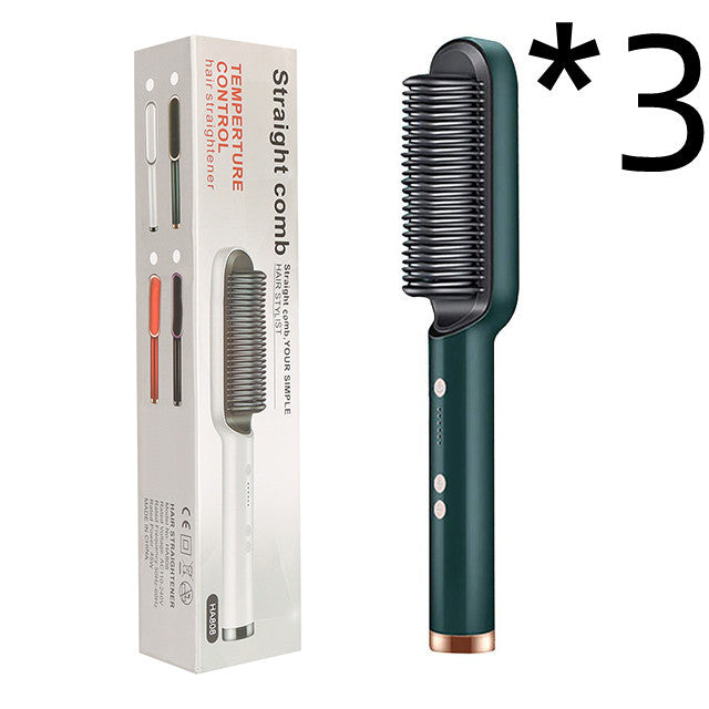 New 2 In 1 Hair Straightener Hot Comb Negative Ion Curling Tong Dual-purpose Electric Hair Brush Pi-Mart