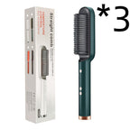 New 2 In 1 Hair Straightener Hot Comb Negative Ion Curling Tong Dual-purpose Electric Hair Brush Pi-Mart