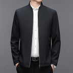 Men's Stand Collar Casual Jacket - Lightweight Middle-Aged Outerwear (Blue/Black/Brown, Sizes 170-195cm) Pi-Mart