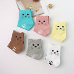 6pcs Cute Cartoon Cat & Paw Print Mid-Calf Socks for Women - Soft Polyester Blend, Machine Washable, Short Socks Lootquake LLC