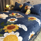 Warm Sunflower Milk Pile Bed Cover Three Piece Set Pi-Mart