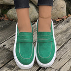 New Loafers Platform Round Toe Slip-on Shoes For Women Outdoor Casual Walking Shoes Pi-Mart