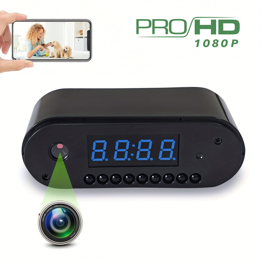WiFi Camera Indoor Home Security Cam Clock, 2.4ghz Wireless Remote Live View 1080P Video Camera, Night Vision, Motion Detection, Loop Recording, Wireless Surveillance Camera For Home, Office, Warehouse, Home Cam With Lithium Lootquake LLC