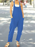 Ladies' Solid Color Button Pocket Design Fashionable Jumpsuit - SJB-DIAMOND ELITES