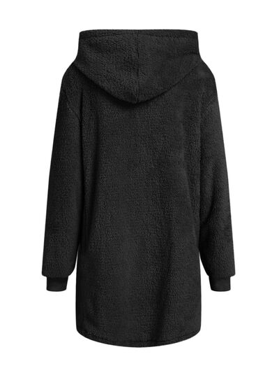 Comfortable Fuzzy Pocketed Zip-Up Long Sleeve Hooded Jacket Cozy & Warm Soft Outerwear For Winter Stevvex