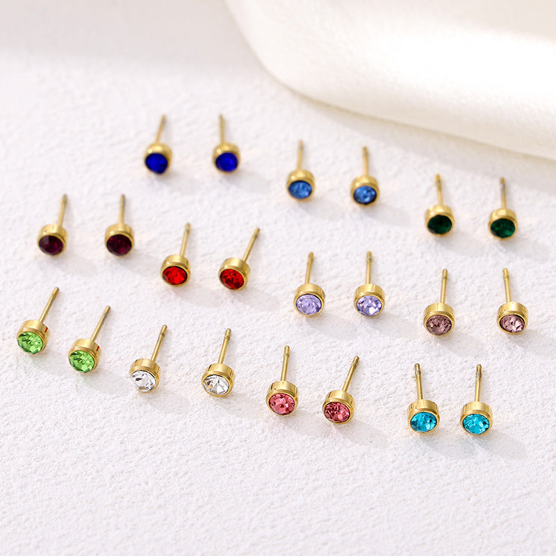 Stainless Steel Gold-plated Birthday Stone Constellation Diamond Bone Nail Pi-Mart