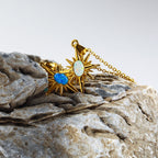 Stainless Steel Natural Opal Vintage Necklace Pi-Mart