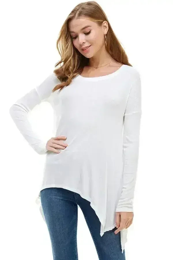 Women's Long-Sleeve Asymmetrical Hem Top - SJB-DIAMOND ELITES
