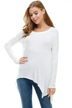Women's Long-Sleeve Asymmetrical Hem Top - SJB-DIAMOND ELITES