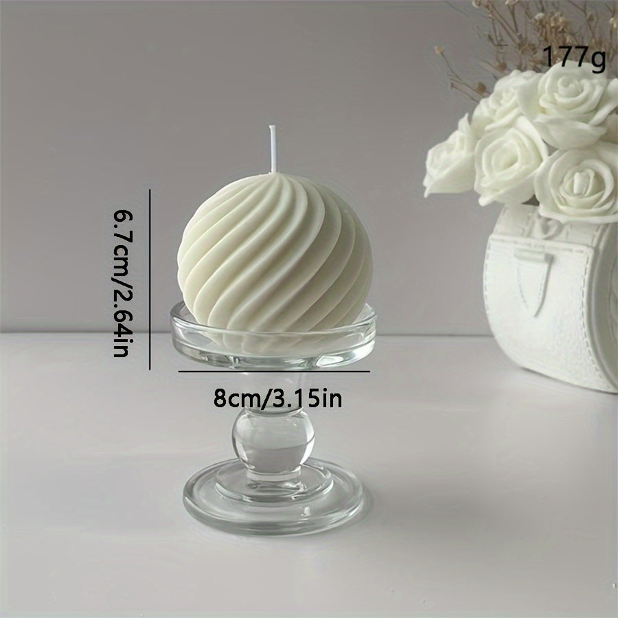 Romantic Wave Sphere Scented Candle - Sandalwood Aroma, Geometric Design for Home Decor, Perfect for Valentine's Day & Special Occasions Lootquake LLC