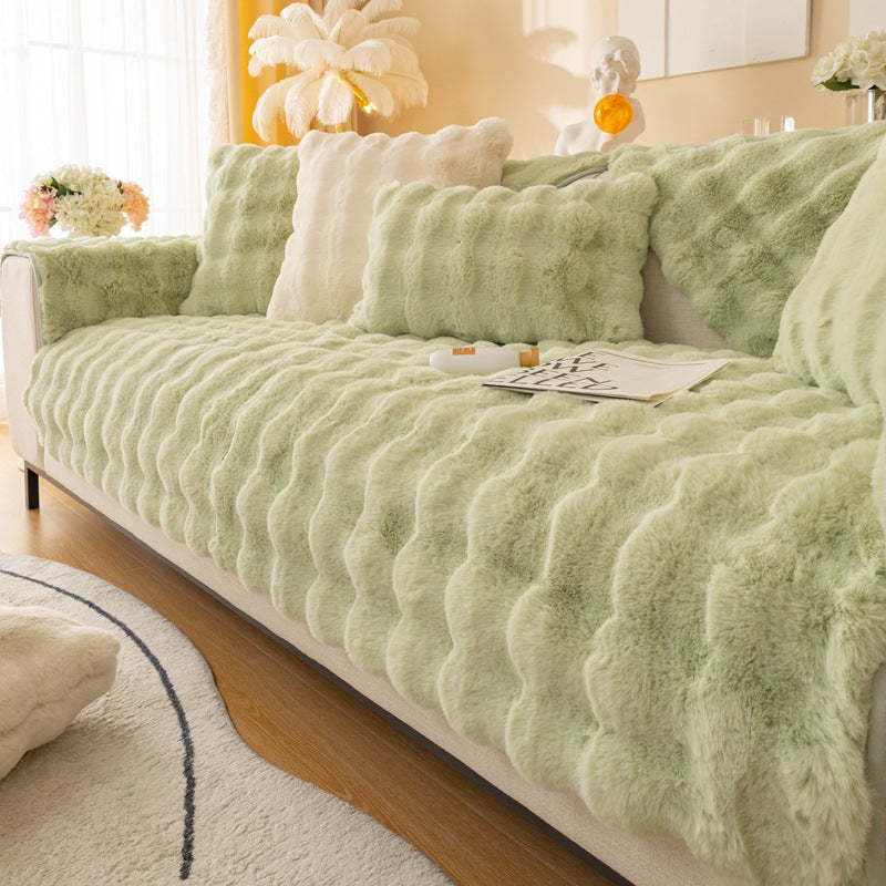 Winter Thickened Rabbit Plush Modern Sofa Cushion Pi-Mart