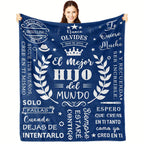 1pc Spanish Dad To Son Fleece Blanket, Soft Flannel Throw For Sofa, Vintage Retro Style Plush Blanket, Cozy Lightweight Skin-Friendly Fabric, Thoughtful Gift For Son Lootquake LLC