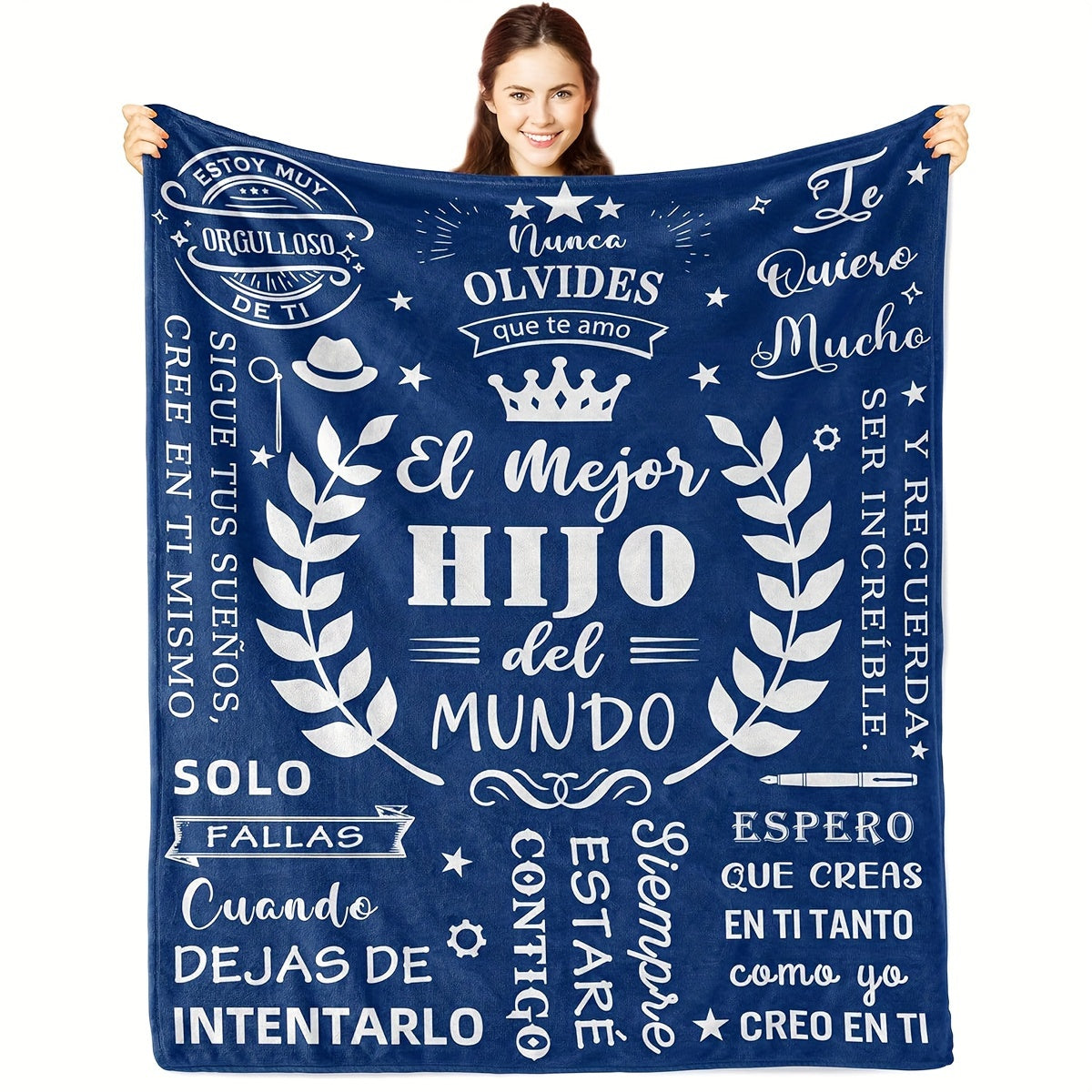 1pc Spanish Dad To Son Fleece Blanket, Soft Flannel Throw For Sofa, Vintage Retro Style Plush Blanket, Cozy Lightweight Skin-Friendly Fabric, Thoughtful Gift For Son Lootquake LLC