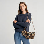 Small Crossbody Bag – Versatile Commute with Checkerboard Canvas, Compact Earphone Bag, Stylish 2-in-1 Chest Bag & Fanny Pack for Everyday Use - SJB-DIAMOND ELITES