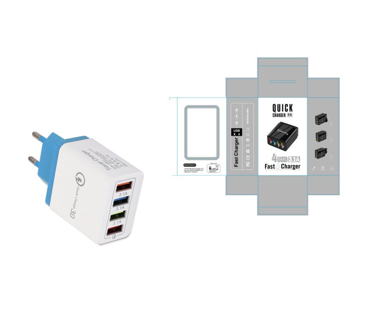 USB Charger Quick Charge 3.0 4 Phone Adapter For Tablet Portable Wall Mobile Charger Fast Charger Pi-Mart