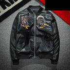 Baseball Collar PU Leather  Bomber Couple Jacket