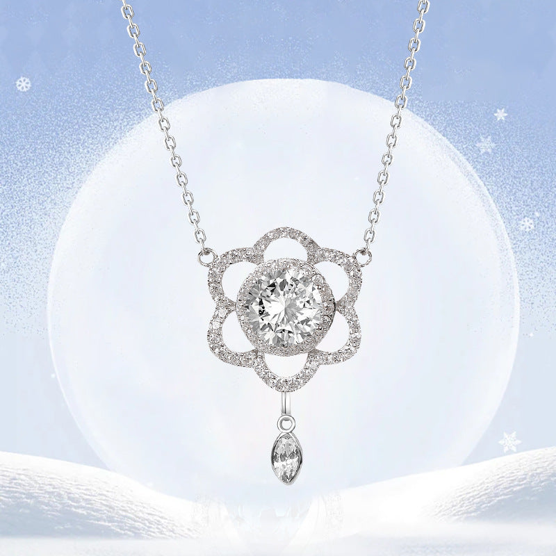 S925 Silver Fashion Design Inlaid Zirconium Diamond Necklace For Women Pi-Mart