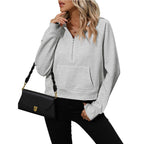 Women's Half Zip Pullover Hooded Sweatshirt Fleece Short Chic Sweatshirt Pi-Mart