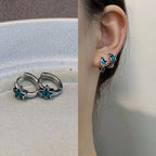 Blue Star Hoop Earrings Pi-Mart