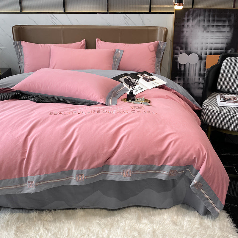 Pure Cotton Quilt Cover Linen Bed Sheet Autumn And Winter Set Pi-Mart