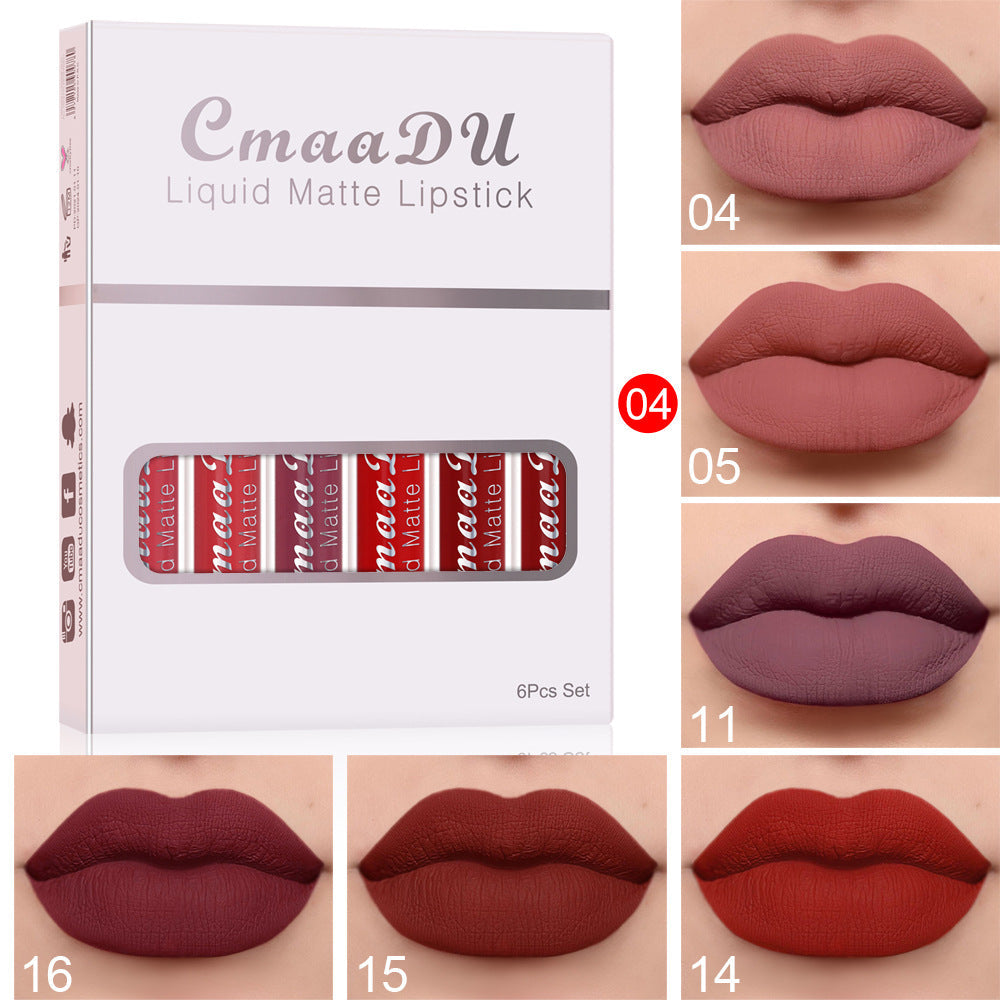 6 Boxes Of Matte Non-stick Cup Waterproof Lipstick Long Lasting Lip Gloss Pi-Mart