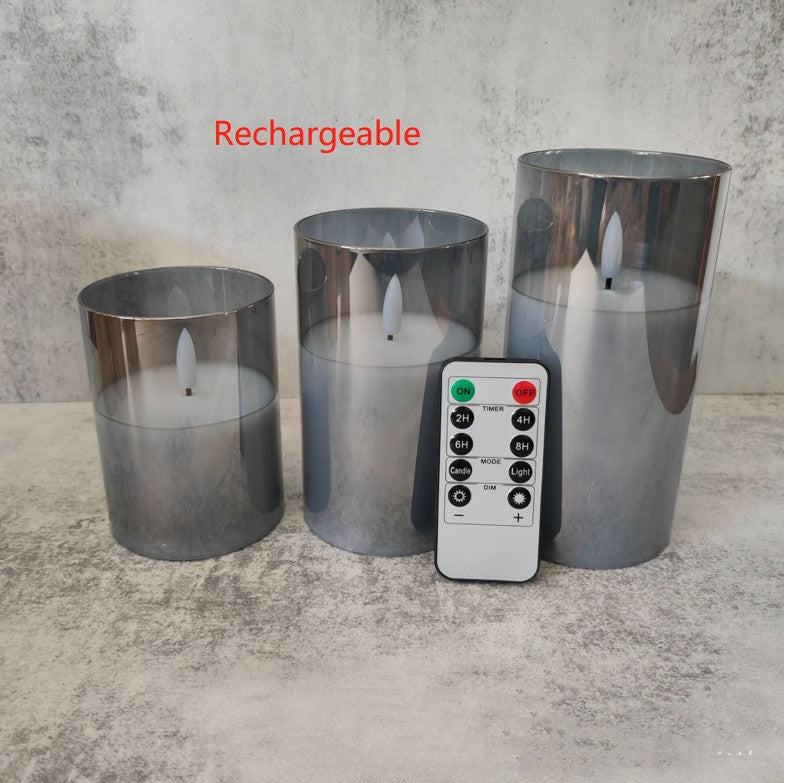 Electroplated Glass LED Electronic Candle Lights Wholesale Rechargeable Pi-Mart