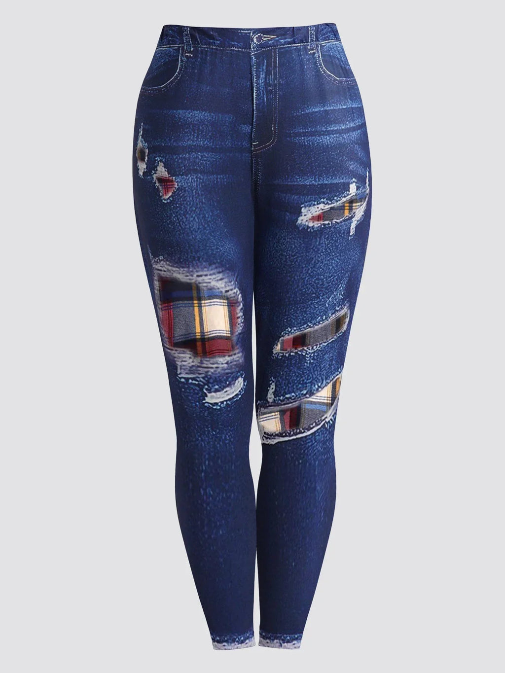 Plus Size Womens Suit Hooded Sweatshirts Colorblock Plaid Print Hoodie Drawstring Textured Tops Imitation Denim Pants Set L-5XL Purplish Diva