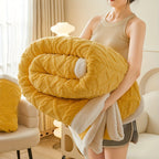 1pc Double-Sided Fleece Bed Blanket, Autumn And Winter Thickened Sofa Blanket, Air Conditioning Blanket, Suitable For All Seasons, Christmas present Lootquake LLC