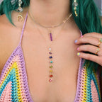 Foreign Trade Color Natural Crystal Gravel Handmade Winding Real Gold Plating Necklac Pi-Mart